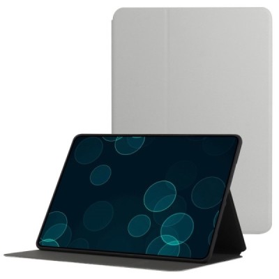 Samsung Galaxy Tab A8 10.5 2021 (X200, X205) Bi-fold atverčiamas švieiai pilkas odinis dėklas - knygutė | Priedai.lt