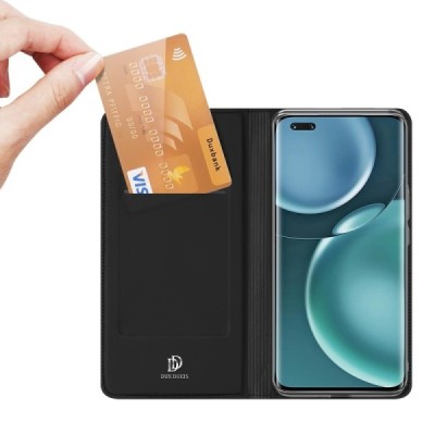 „Dux Ducis“ Skin serijos Huawei Honor Magic4 Pro juodas odinis atverčiamas dėklas | Priedai.lt