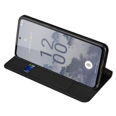 „Dux Ducis“ Skin serijos Nokia X30 5G juodas odinis atverčiamas dėklas | Priedai.lt