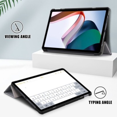 Xiaomi Redmi Pad 10.6" atverčiamas pilkas odinis dėklas (sulankstomas) | Priedai.lt