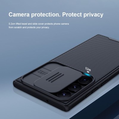 Samsung Galaxy S23 Ultra (SM-S918) „Nillkin“ CamShield Pro juodas dėklas, nugarėlė su kameros apsauga | Priedai.lt