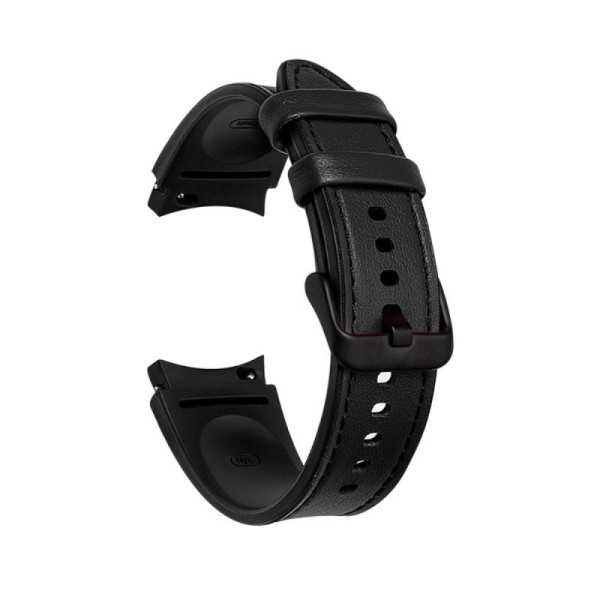„Leather“ išmaniojo laikrodžio odinė apyrankė - juoda (Samsung Galaxy Watch 6 / 6 Classic / 5 / 5 Pro / 4 / 4 Classic)