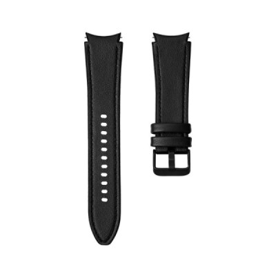 Leather išmaniojo laikrodžio (Samsung Galaxy Watch 6 / 4 / 4 Classic) odinė juoda apyrankė | Priedai.lt