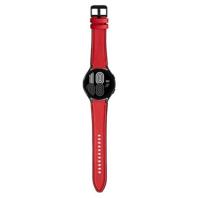 Leather išmaniojo laikrodžio (Samsung Galaxy Watch 4 / 4 Classic) odinė raudona apyrankė | Priedai.lt
