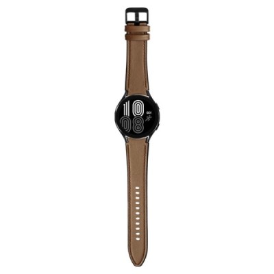 Leather išmaniojo laikrodžio (Samsung Galaxy Watch 4 / 4 Classic) odinė ruda apyrankė | Priedai.lt