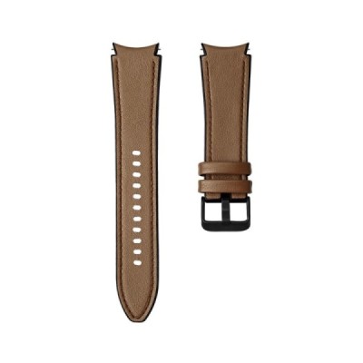Leather išmaniojo laikrodžio (Samsung Galaxy Watch 4 / 4 Classic) odinė ruda apyrankė | Priedai.lt