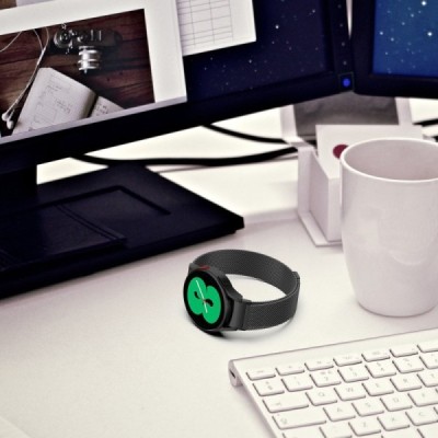 Milanese išmaniojo laikrodžio (Samsung Galaxy Watch 4 / 4 Classic) juoda apyrankė | Priedai.lt