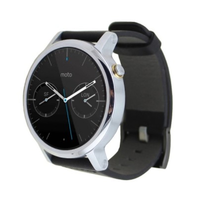 Deluxe išmaniojo laikrodžio Motorola Moto 360 odinė juoda apyrankė | Priedai.lt