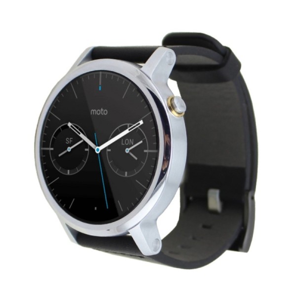 „Deluxe“ išmaniojo laikrodžio odinė apyrankė - juoda (Motorola Moto 360)