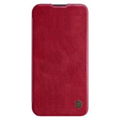 Samsung Galaxy S23+ (SM-S916) prabangus Nillkin Qin Pro serijos raudonas odinis atverčiamas dėklas - knygutė | Priedai.lt