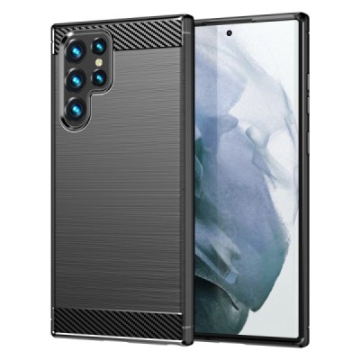 Samsung Galaxy S23 Ultra (SM-S918) „Carbon“ kieto silikono TPU juodas dėklas - nugarėlė | Priedai.lt