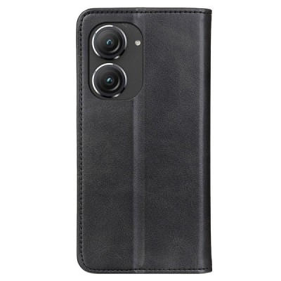 Asus Zenfone 9 (AI2202) „Split“ juodas odinis atverčiamas dėklas - knygutė | Priedai.lt