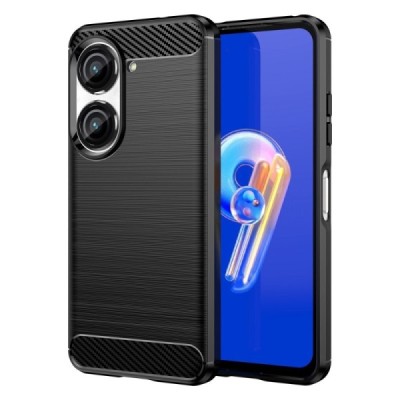 Asus Zenfone 9 (AI2202) „Carbon“ kieto silikono TPU juodas dėklas - nugarėlė | Priedai.lt