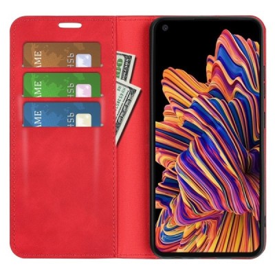 Samsung Galaxy XCover Pro (G715) „Split“ raudonas odinis atverčiamas dėklas - knygutė | Priedai.lt