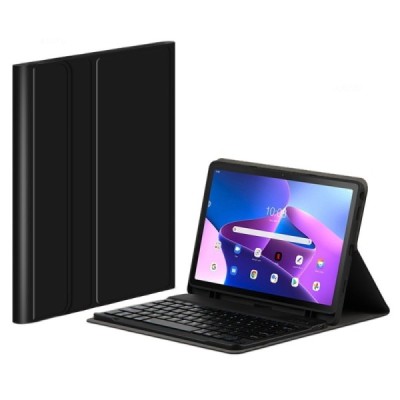 Lenovo Tab M10 Plus 10.6" Gen 3 atverčiamas juodas odinis dėklas su bluetooth belaide klaviatūra | Priedai.lt