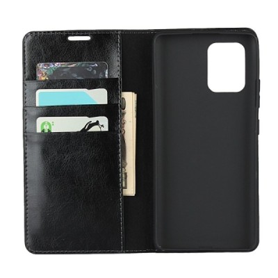 „Deluxe“ Leather Samsung Galaxy S10 Lite (G970) juodas odinis atverčiamas dėklas | Priedai.lt