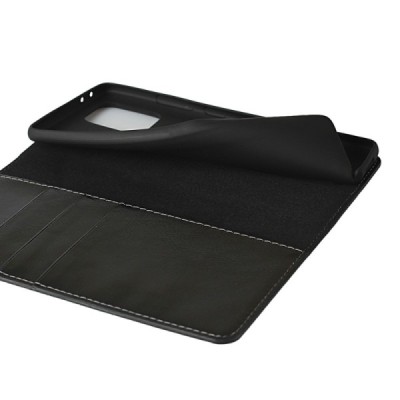 „Deluxe“ Leather Samsung Galaxy S10 Lite (G970) juodas odinis atverčiamas dėklas | Priedai.lt