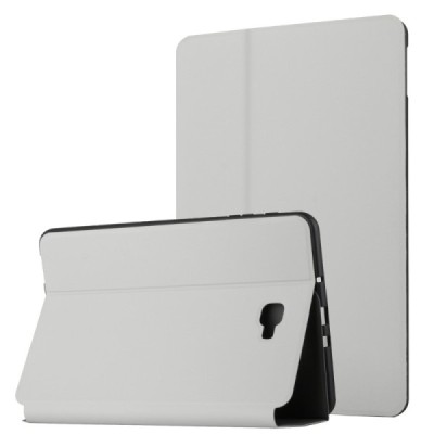Samsung Galaxy Tab A 10.1 2016 (T580, T585) Bi-fold atverčiamas švieiai pilkas odinis dėklas - knygutė | Priedai.lt