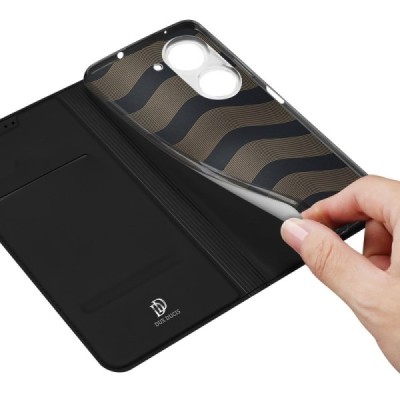 „Dux Ducis“ Skin serijos Asus Zenfone 9 (AI2202) juodas odinis atverčiamas dėklas | Priedai.lt