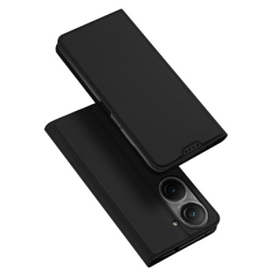 „Dux Ducis“ Skin serijos Asus Zenfone 9 (AI2202) juodas odinis atverčiamas dėklas | Priedai.lt
