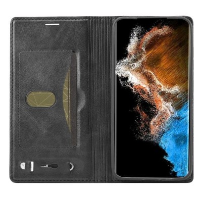 „Lc.Imeeke“ Samsung Galaxy S23+ (SM-S916) juodas odinis atverčiamas dėklas | Priedai.lt