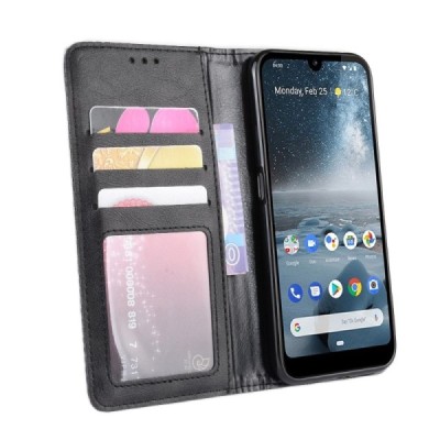 Nokia 4.2 Vintage juodas odinis atverčiamas dėklas - knygutė su magnetu | Priedai.lt