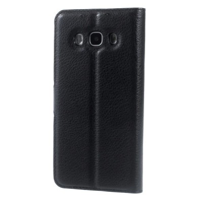 Samsung Galaxy J5 2016 (J510) atverčiamas juodas odinis Litchi dėklas - piniginė | Priedai.lt