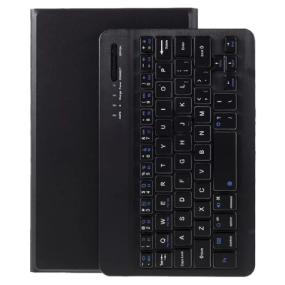Samsung Galaxy Tab A 8.0 (T290, T295) atverčiamas juodas odinis dėklas su bluetooth belaide klaviatūra | Priedai.lt