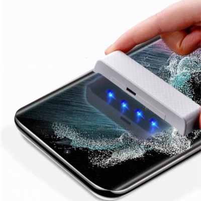 Samsung Galaxy S23 Ultra (SM-S918) „Mocolo“ UV Light Irradiation sustiprintos apsaugos skaidrus pilnai dengiantis apsauginis ekr