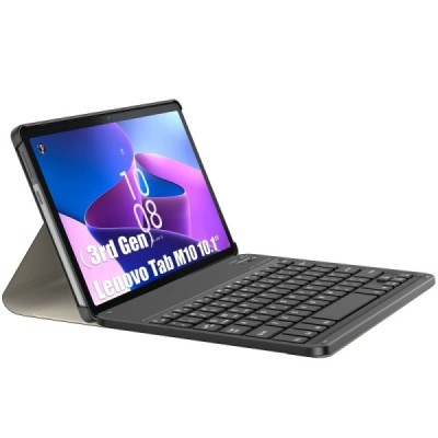 Lenovo Tab M10 10.1" Gen 3 (TB-328XU, TB-328FU) atverčiamas juodas odinis dėklas su bluetooth belaide klaviatūra | Priedai.lt