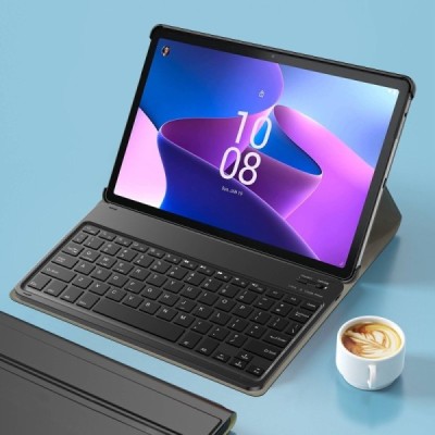 Lenovo Tab M10 10.1" Gen 3 (TB-328XU, TB-328FU) atverčiamas juodas odinis dėklas su bluetooth belaide klaviatūra | Priedai.lt