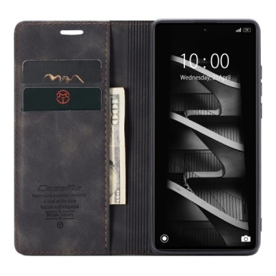 Xiaomi Redmi Note 12 Pro (Poco X5 Pro) CaseMe Retro solidus atverčiamas juodas odinis dėklas - knygutė | Priedai.lt