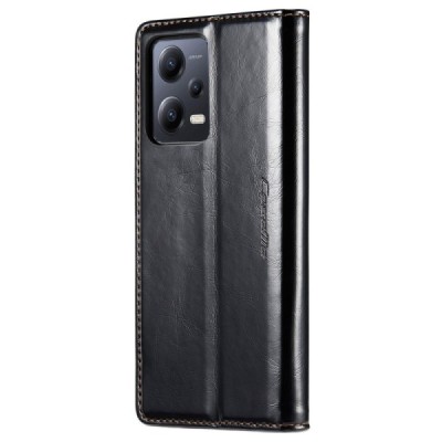 Xiaomi Redmi Note 12 Pro (Poco X5 Pro) „CaseMe“ Leather solidus atverčiamas juodas odinis dėklas - knygutė | Priedai.lt