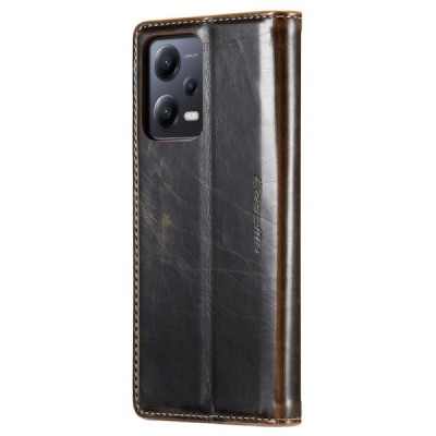Xiaomi Redmi Note 12 Pro (Poco X5 Pro) „CaseMe“ Leather solidus atverčiamas rudas odinis dėklas - knygutė | Priedai.lt