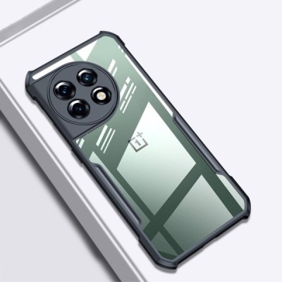 OnePlus 11 „XUNDD“ skaidrus juodos spalvos apvadais kieto silikono TPU akrilo dėklas - nugarėlė | Priedai.lt