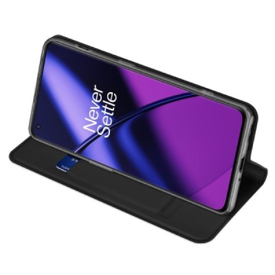„Dux Ducis“ Skin serijos OnePlus 11 juodas odinis atverčiamas dėklas | Priedai.lt