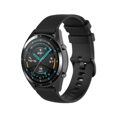 Išmaniojo laikrodžio Huawei Watch GT Runner, GT 3, GT 3 SE kieto silikono (TPU) juoda apyrankė | Priedai.lt