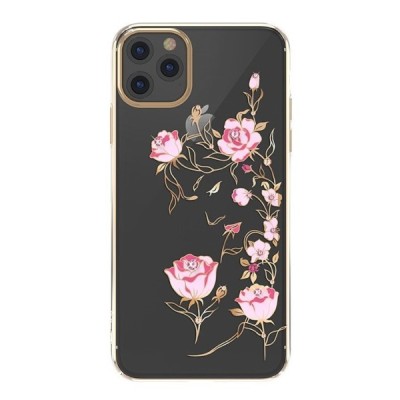 Apple iPhone 11 Pro „Kavaro“ Crystal  Flowers Swarovski plastikinis skaidrus permatomas auksinis dėklas su kristalais | Priedai.