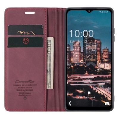 Samsung Galaxy A34 5G (SM-A346E) CaseMe Retro solidus atverčiamas bordo odinis dėklas - knygutė | Priedai.lt