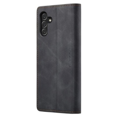 Samsung Galaxy A34 5G (SM-A346E) CaseMe Retro solidus atverčiamas juodas odinis dėklas - knygutė | Priedai.lt