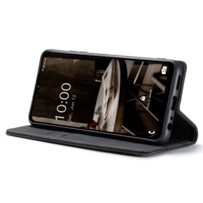 Samsung Galaxy A34 5G (SM-A346E) CaseMe Retro solidus atverčiamas juodas odinis dėklas - knygutė | Priedai.lt