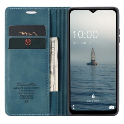 Samsung Galaxy A34 5G (SM-A346E) CaseMe Retro solidus atverčiamas žalias odinis dėklas - knygutė | Priedai.lt