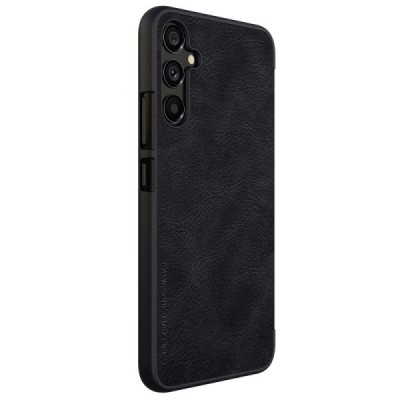 Prabangus „Nillkin“ Qin serijos juodas odinis atverčiamas Samsung Galaxy A34 5G (SM-A346E) dėklas | Priedai.lt