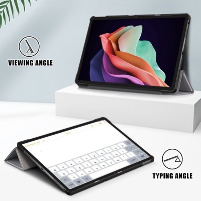Lenovo Tab P11 11.5" Gen 2 atverčiamas pilkas odinis dėklas (sulankstomas) | Priedai.lt