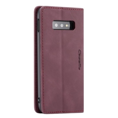 Samsung Galaxy S10e (G970) CaseMe Retro solidus atverčiamas bordo odinis dėklas - knygutė | Priedai.lt