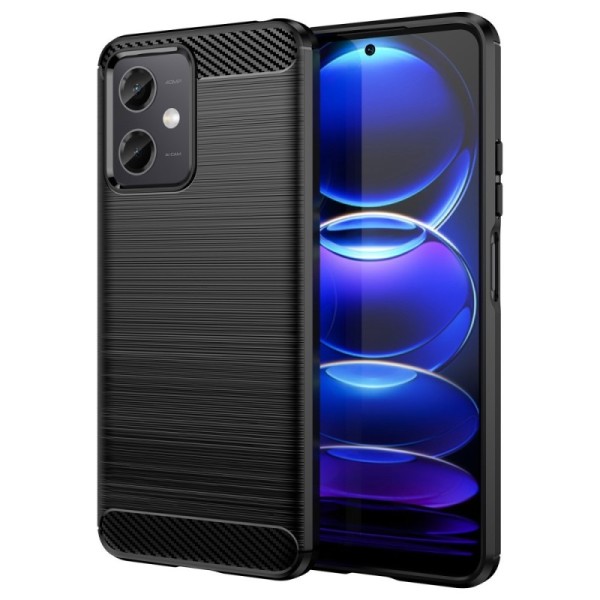 „Carbon“ Kõva silikoon (TPU) kaaned - must (Redmi Note 12 / Poco X5 5G)