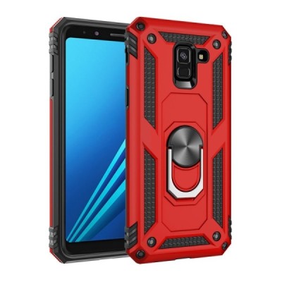 Sustiprintos apsaugos „Kickstand“ Samsung Galaxy A8 2018 (A530F) raudonas kieto silikono (TPU) ir plastiko dėklas | Priedai.lt