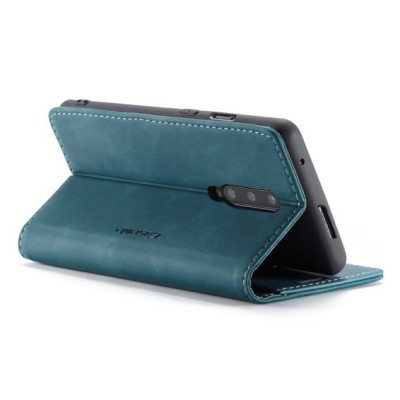 OnePlus 7 Pro CaseMe Retro solidus atverčiamas žalias odinis dėklas - knygutė | Priedai.lt