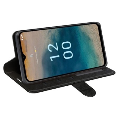 Nokia G22 atverčiamas juodas odinis dėklas - piniginė | Priedai.lt