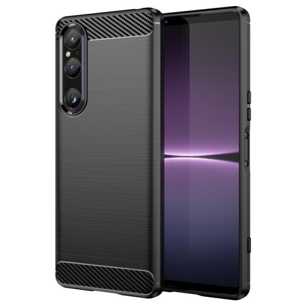 „Carbon“ Kõva silikoon (TPU) kaaned - must (Xperia 1 V)